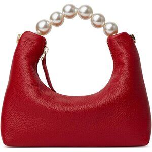 Small Designer Top Handle Clutch Bag for Women Crossbody Purse Red Pearl Tote